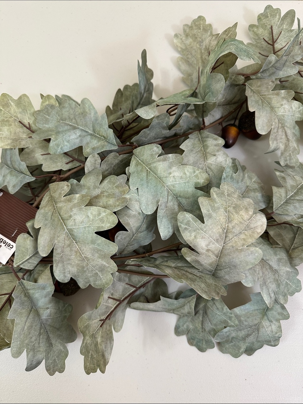 Celebrate! Faux Oak Leaf Garland in Sage Green - Home Holiday